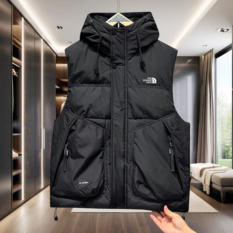 冬季新款男士外套潮牌白鸭绒马甲连帽加厚保暖羽绒服休闲坎肩背心