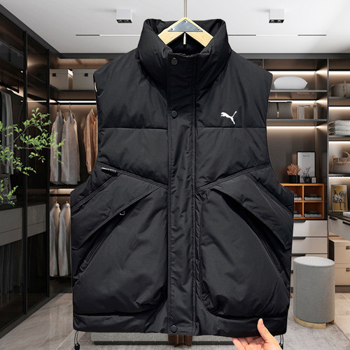 冬季新款加厚保暖羽绒马甲男士潮流无袖宽松立领坎肩背心情侣外套