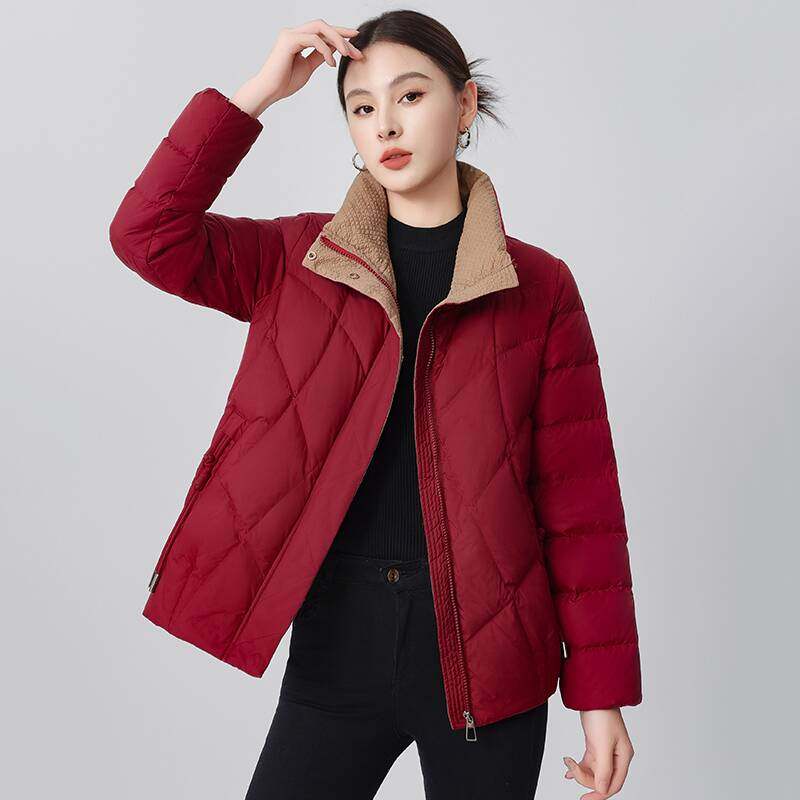 2025新款羽绒服短款立领修身保暖洋气小个子中年妈妈女装轻薄外套