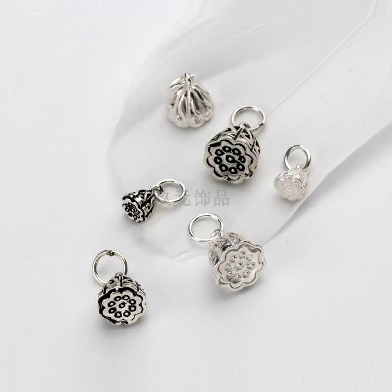 银莲花莲蓬吊坠挂件DIY手工S925银饰品配件