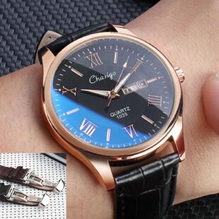 2019新款 手表防水机械表时尚 夜光金男表 手表男真皮带石英男士 正品