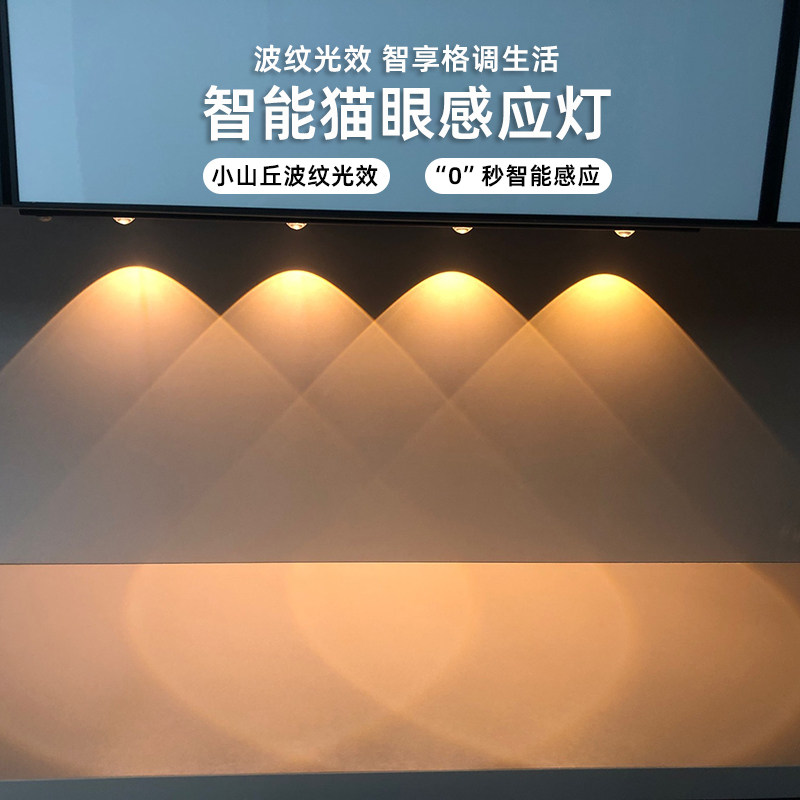 智能充电猫眼波纹山丘感应灯自动人体感应过道酒柜鞋柜入户玄关灯,家装灯饰光源,感应灯,淘宝优惠券,粉丝福利购,淘宝优惠卷