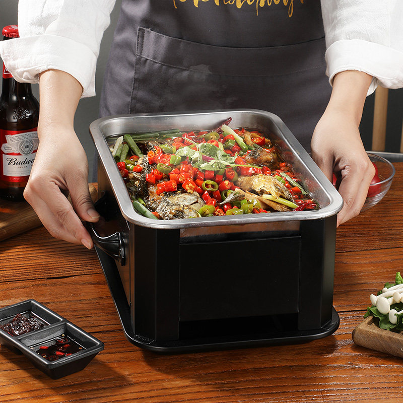 小份烤鱼盘单人长方形小份烤鱼炉商用小号烤鱼架子不锈钢烤鱼锅