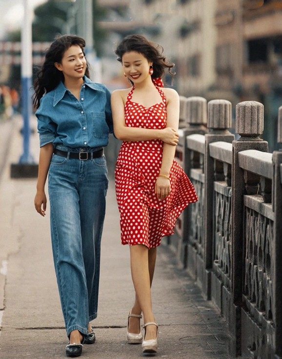 赫本气质复古港风女神80年代感红波点挂脖露背大摆舞蹈表演连衣裙_虎窝淘