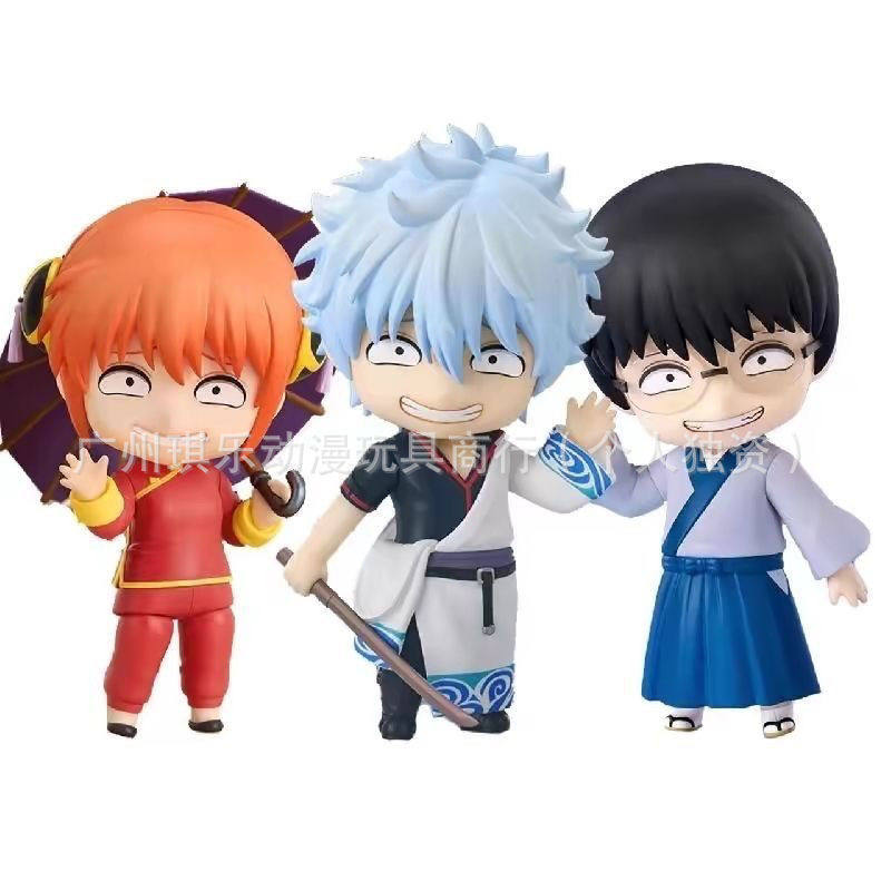 国产优质版GSC银魂2420坂田银时 神乐新八Q版手办可换脸粘土人