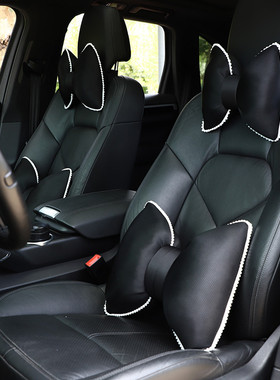 ART CAT 蝴蝶结汽车头枕车用护颈枕椎靠枕车载座椅腰靠垫四季可爱