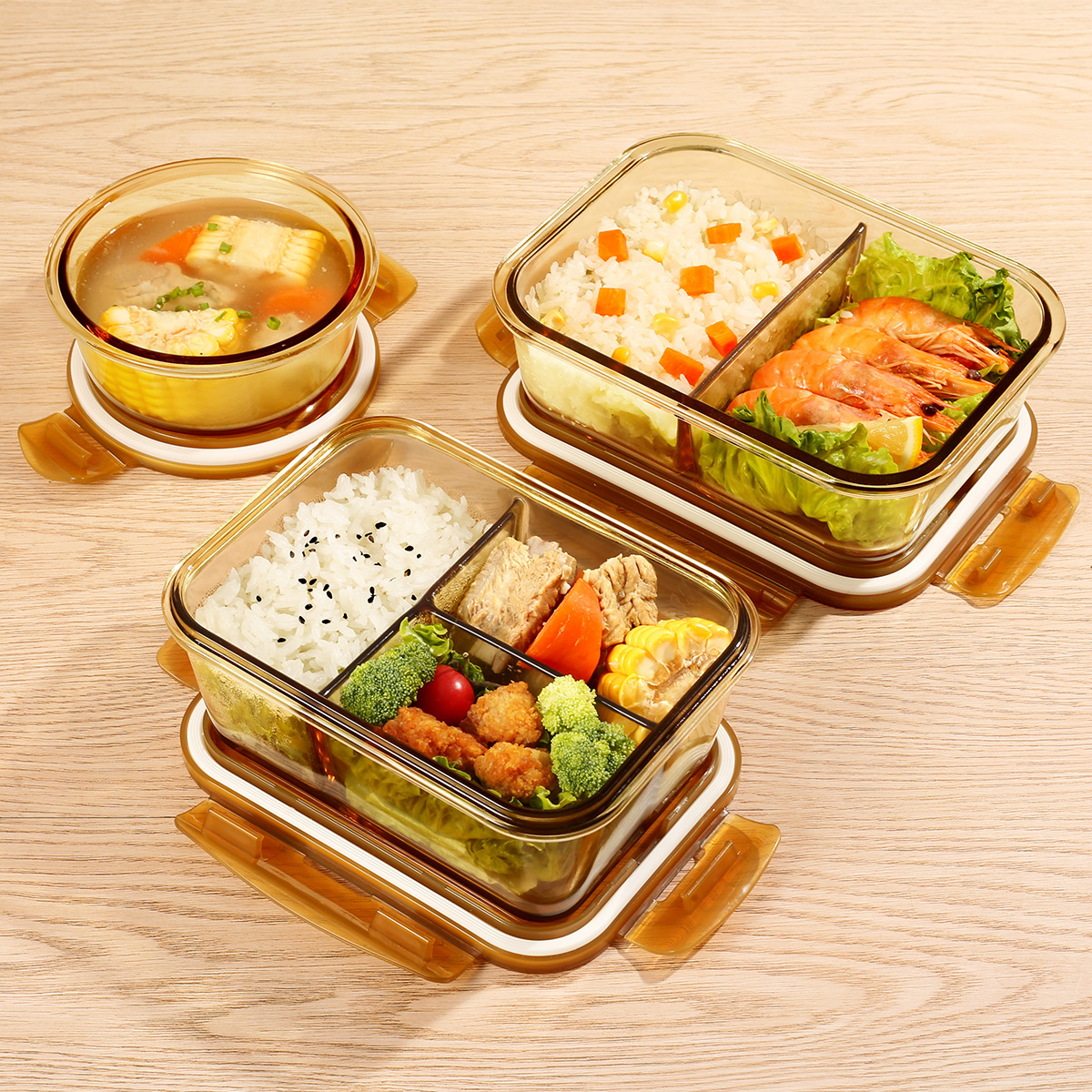 上班族玻璃饭盒可微波炉加热专用带饭餐盒便当盒冰箱保鲜碗保鲜盒