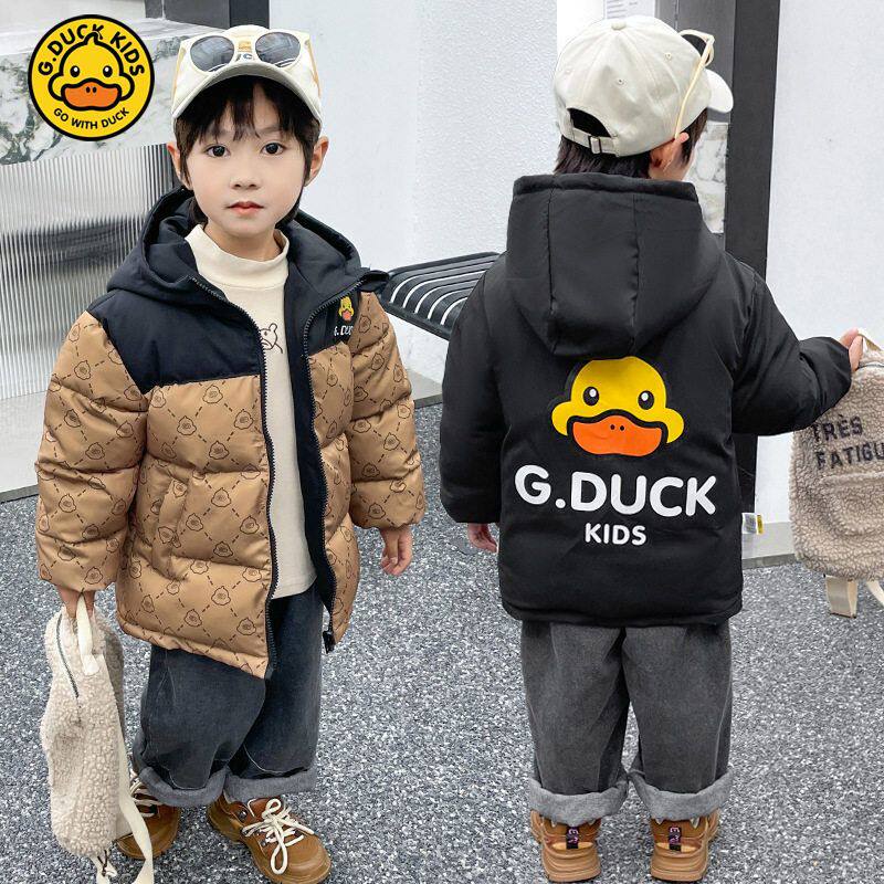 小黄鸭儿童羽绒棉服加厚双面穿宝普通外套