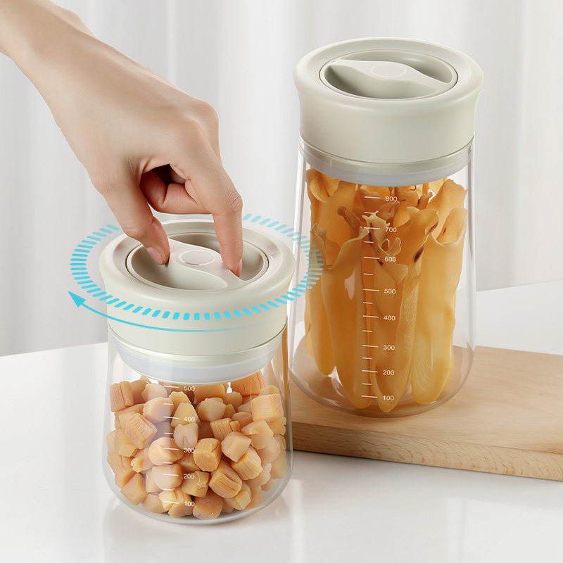 厨房旋钮玻璃密封罐食品级陈皮专用储存罐咖啡豆坚果防潮储物瓶罐