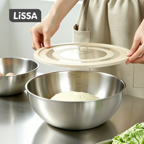 LISSA带盖不锈钢和面盆食品级家用打蛋发面盆烘焙专用加厚揉面盆
