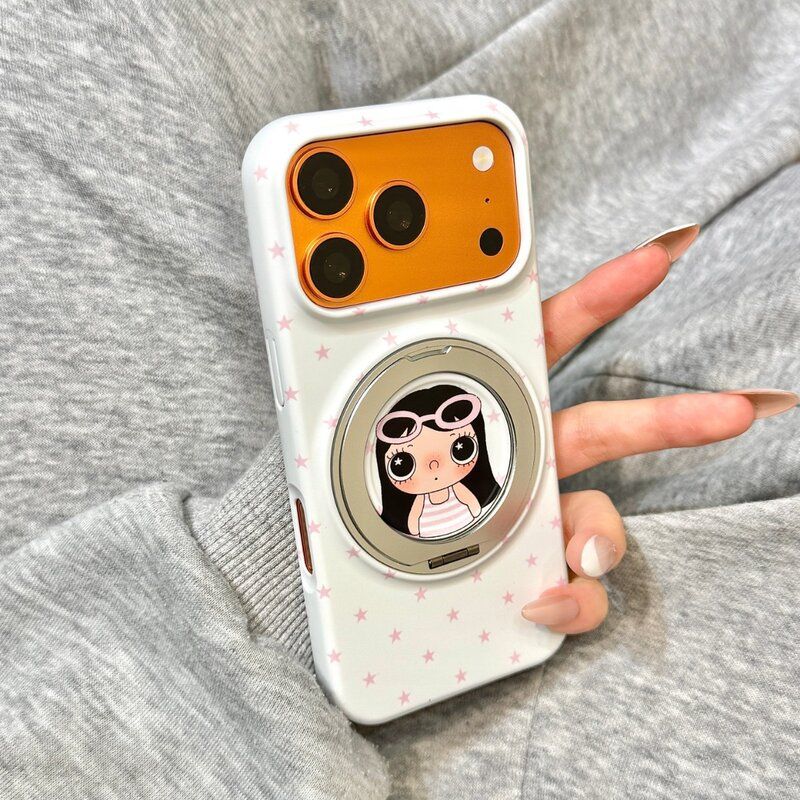 ins少女粉油画星星眼镜小玉3手机壳/保护套定制