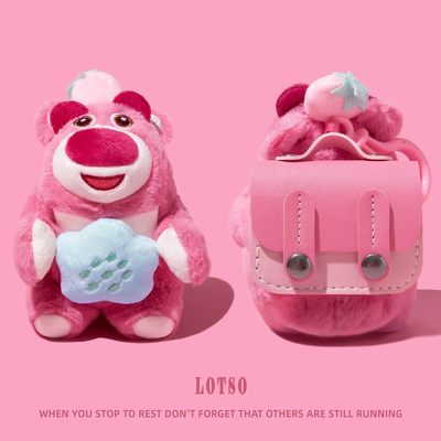 适用小度g108耳机保护套t200蓝牙耳机壳智能夹耳式保护壳防摔全包耳机壳套体式一体皮质防摔耳机盒毛绒草莓熊