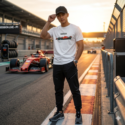 F1赛车短袖T恤衫个性创意潮牌纯棉简约上衣小众半袖纯棉白色超跑t