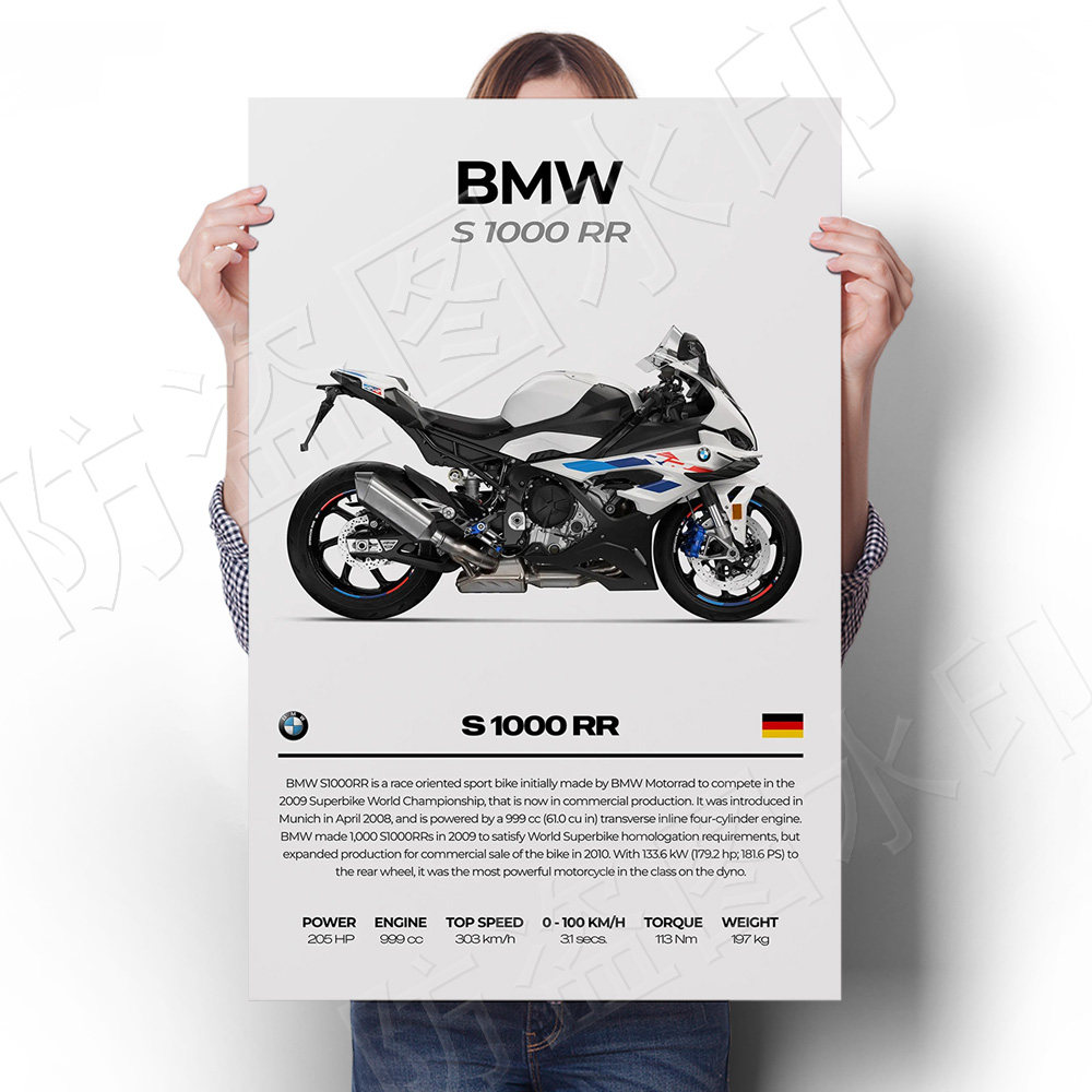 BMW宝马摩托车海报大学寝室床头墙贴画经典机车跑车赛车墙壁挂画
