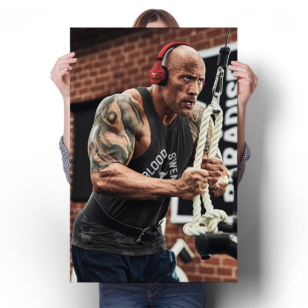 巨石强森训练海报健身房肌肉男胸挂图瘦身减肥装饰挂画减脂墙贴画