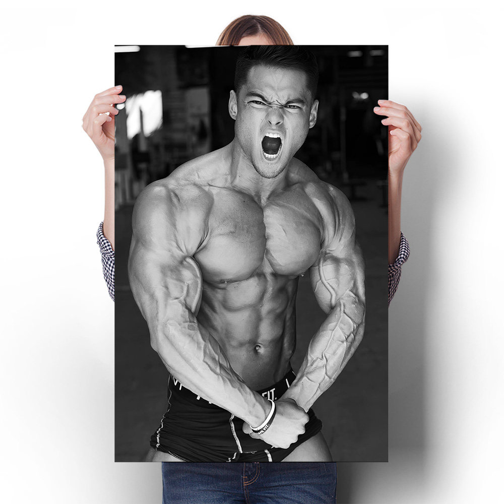 健身房肌肉肌群训练海报男胸大肌挂图瘦身减肥装饰挂画减脂墙贴画