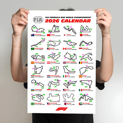 2026F1赛历海报一级方程式装饰画