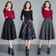 裙四季 秋冬新款 格子毛呢半身裙女气质高腰百搭中长大摆裙a字冬裙