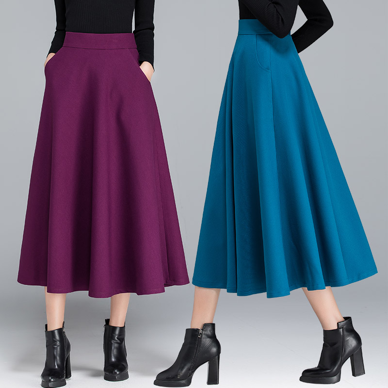 秋冬新款半身裙中长款小个子伞裙