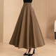 春秋新款 A字裙百搭气质长裙伞裙子 高端咖色大摆半身裙女复古大码