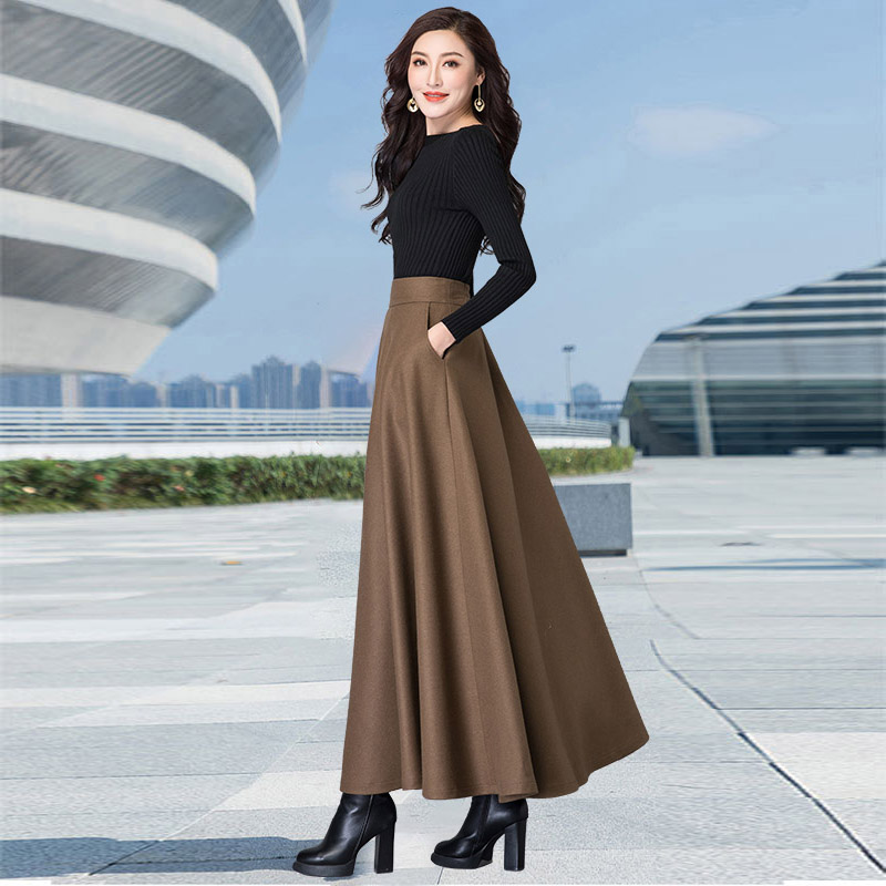 秋冬季毛呢半身裙百搭a字长裙