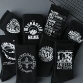 袜子男款 ins潮长筒防臭男生百搭运动冬季 黑色棉袜中筒男篮球长袜