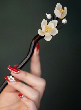 玉兰花发簪中国风木簪