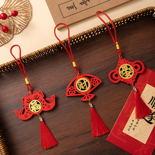 2026马年新年树木挂件双色挂坠春节盆景饰木牌活动装饰发财树挂饰