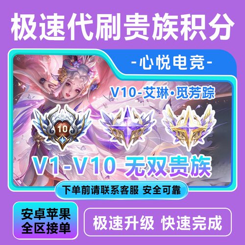 王者荣耀贵族积分代刷流光积分无双贵族V1-V10代刷王者贵族积分