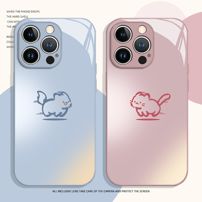 渐变小狗猫咪手机壳适用任意机型