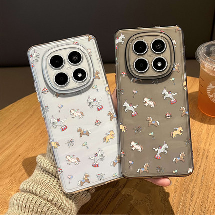 满屏涂鸦小马手机壳适用红米note15pro本命年14新年13过年turbo4透明12情侣11tpro新款3马年10/9外壳redmi十+