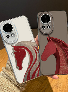 鎏金剪纸马手机壳适用华为nova15本命年14新年13pro过年12ultra透明11se情侣10马年9新款8红色7外壳por保护