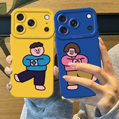 11女x 涂鸦比心情侣手机壳适用苹果17promax硅胶iphone16pro抽象15plus搞怪14趣味13mini可爱12新款