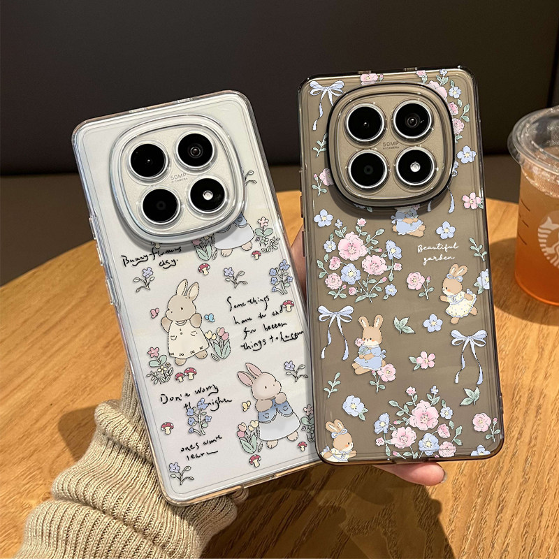 碎花兔子手机壳适用红米note15pro透明14少女13可爱turbo4小众12高级感11t新款3闺蜜10小清新9套外壳redmi十+