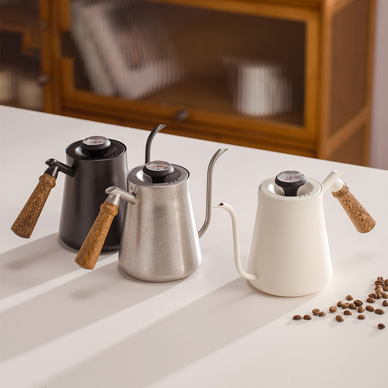 手冲壶咖啡家用304不锈钢木手柄带温度计滴滤挂耳长嘴咖啡冲泡壶,餐饮具,手冲壶,淘宝优惠券,粉丝福利购,淘宝优惠卷