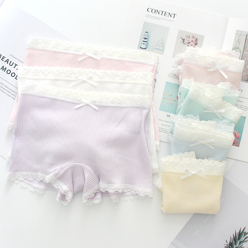 日本单100%纯棉素色少女内裤中腰平角短裤全棉女士安全裤防走光