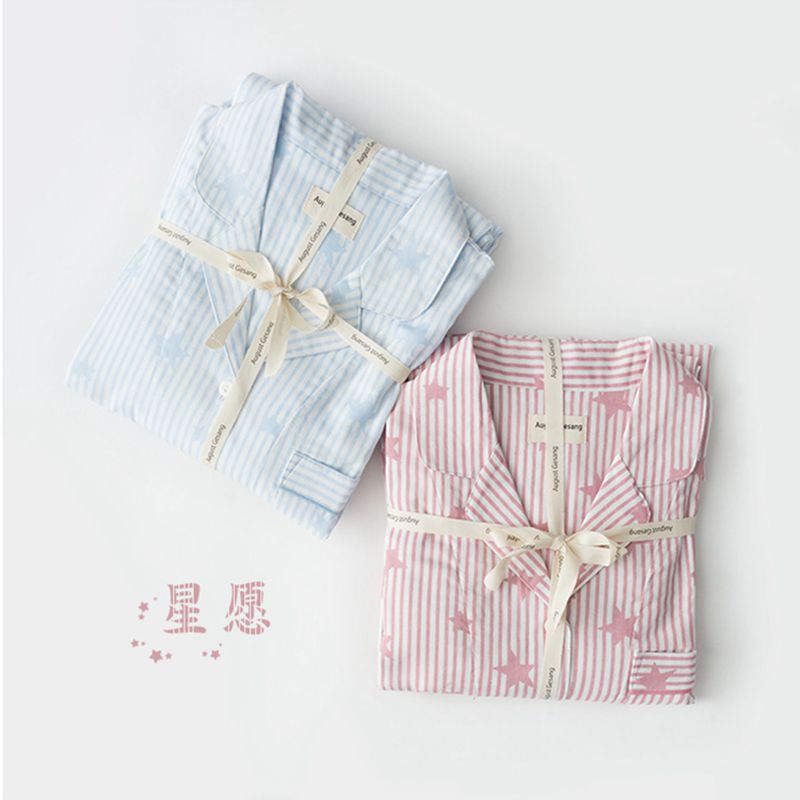 八月格桑日系简约风全棉家居服