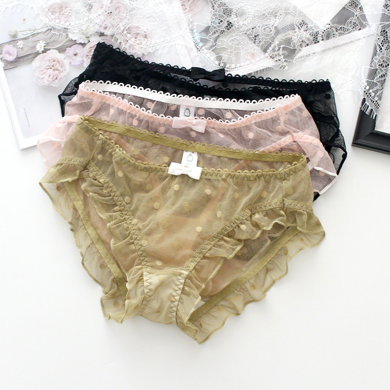波点日系网纱透明少女中低腰内裤