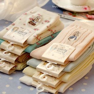 彼菲兔 春秋日单清新女袜子全棉女短袜纯色中筒袜无骨棉袜