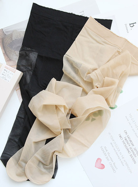 TSU夏季任意剪防勾丝超薄隐形黑色天鹅绒包芯丝连裤袜肤色3双装