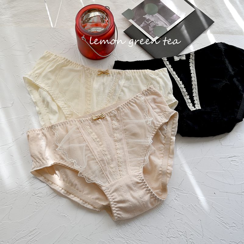 春夏透气镂空提花棉少女低腰内裤