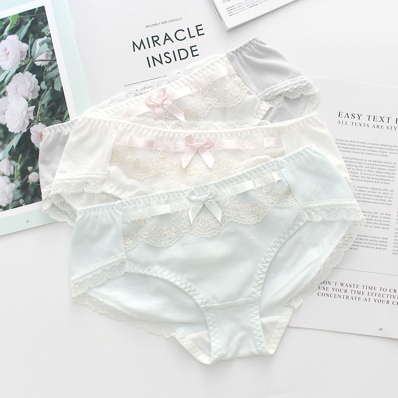 甜美风水溶蕾丝中低腰女士短裤