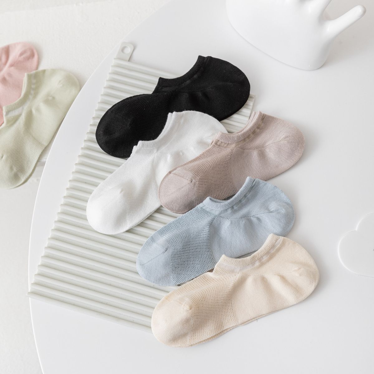 船袜夏季女士超薄透气镂空网眼