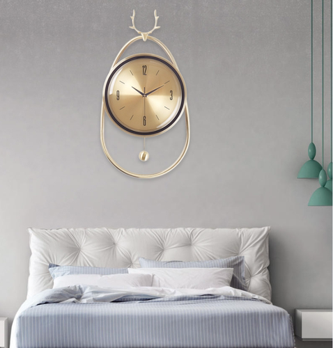 欧式轻奢鹿头创意风挂钟客厅