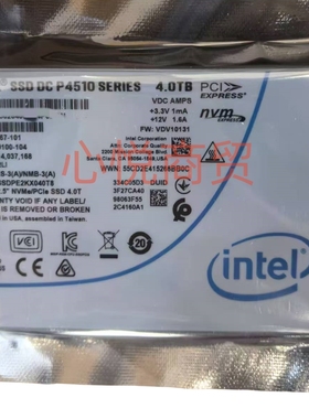 Intel/英特尔 P4510 SSDPE2KX040T8 P4510 4TB SSD U.2 2.5 NVME