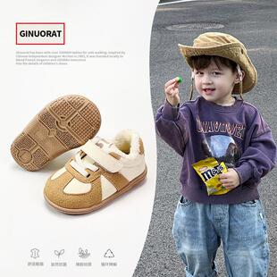 Ginuorat奇诺鼠女童休闲鞋加绒二棉鞋冬季新款中男童学步鞋儿童鞋