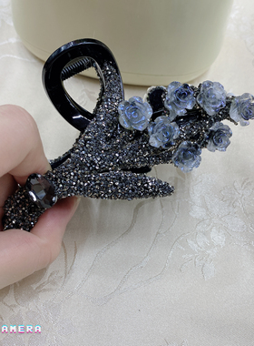 A155-11公分蓝黑色手捧花发财树抓夹