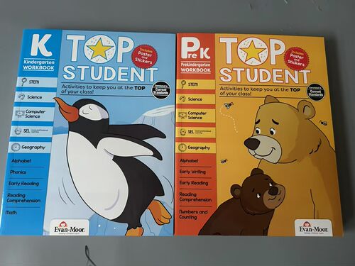 英文Evan-Moor Top Student Grade PreK-K美国加州教辅练习册2本