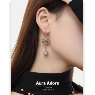 Aura 舞狮国潮 Adorn新年醒狮铃铛耳环瑞兽吉祥物耳饰复古耳坠女款