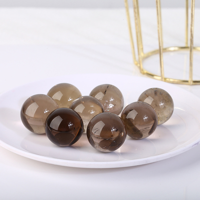 天然茶水晶圆球摆件茶水晶小球家居客厅摆设净化消磁水晶工艺品